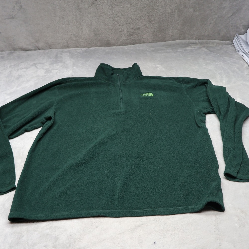 North Face Sweatshirt Men Large Green 1/4 Zip Pullover Soft Fleece Casual Sporty